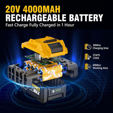 Brushless Impact Wrench, 775Ft-lbs(1050N.m) High Torque impact gun, 4.0Ah Battery Operated, 1/2 Cordless Power, 4 Sockets for Home Car Tires