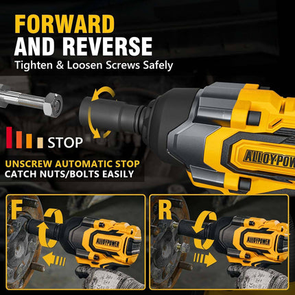 Brushless Impact Wrench, 775Ft-lbs(1050N.m) High Torque impact gun, 4.0Ah Battery Operated, 1/2 Cordless Power, 4 Sockets for Home Car Tires