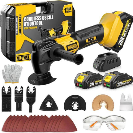 ALLOYMAN 20V Brushless Cordless Oscillating Tool, 22000OPM Variable Speed With Li-Ion Battery and Charger
