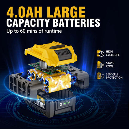 Alloyman 1/2 inch Cordless Impact Wrench, (750 N.m) 555 Ft-lbs Hight Torque Electric Impact Gun,20V Power Impact Driver, Brushless Motor 2000 RPM, 6 Sockets,3 Extension Bars, 4.0AH Li-ion Battery