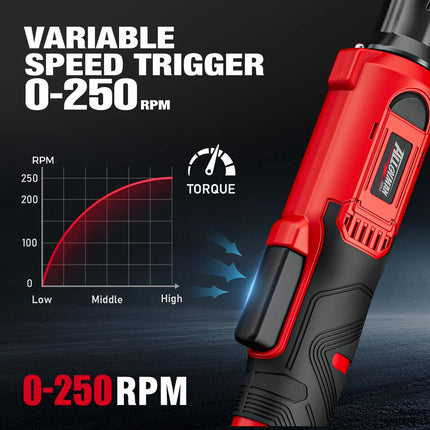 Alloyman 20V Cordless Ratchet Wrench Set, 3/8" 60FT-LBS(80N.m) Electric Ratchet, 2 X 20V Chargeable Power Ratchet Wrench Set with Variable Speed, LED Light, 6 Sockets, 1/4" Adapter, 3" Extension Rod