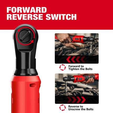 Alloyman 20V Cordless Ratchet Wrench Set, 3/8" 60FT-LBS(80N.m) Electric Ratchet, 2 X 20V Chargeable Power Ratchet Wrench Set with Variable Speed, LED Light, 6 Sockets, 1/4" Adapter, 3" Extension Rod