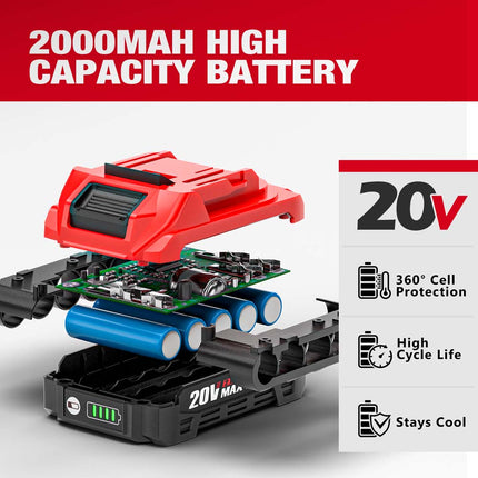 Alloyman 20V Cordless Ratchet Wrench Set, 3/8" 60FT-LBS(80N.m) Electric Ratchet, 2 X 20V Chargeable Power Ratchet Wrench Set with Variable Speed, LED Light, 6 Sockets, 1/4" Adapter, 3" Extension Rod