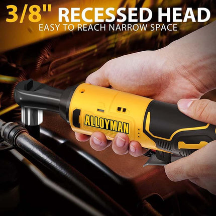 Alloyman 20V Extended Ratchet Wrench 450 RPM 3/8 Inch with 2-Pack 2.0Ah Li-Ion Batteries