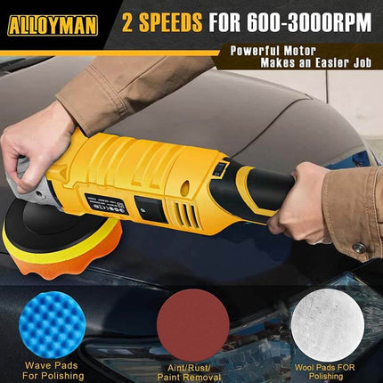Car Buffer Polisher, 1200W 7 Inch/6 Inch Car Polisher Set, 7 Variable Speed 600-3000 RPM, with Detachable Handle for Car
