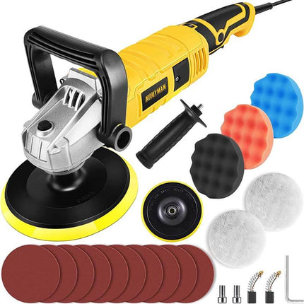 Car Buffer Polisher, 1200W 7 Inch/6 Inch Car Polisher Set, 7 Variable Speed 600-3000 RPM, with Detachable Handle for Car