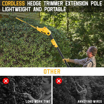 ALLOYMAN 20V MAX Telescoping Pole Hedge Trimmer 1400SPM Fast Cutting with 8 Feet  Blades