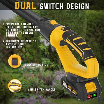 ALLOYMAN 20V MAX Telescoping Pole Hedge Trimmer 1400SPM Fast Cutting with 8 Feet  Blades