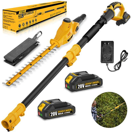 ALLOYMAN 20V MAX Telescoping Pole Hedge Trimmer 1400SPM Fast Cutting with 8 Feet  Blades