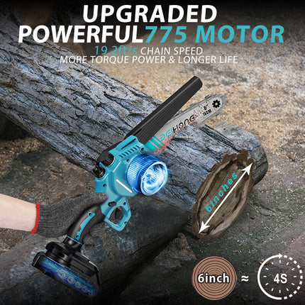 BEI & HONG 6-Inch Mini Chainsaw | Upgraded Chain Oil System with 775 High Torque Motor