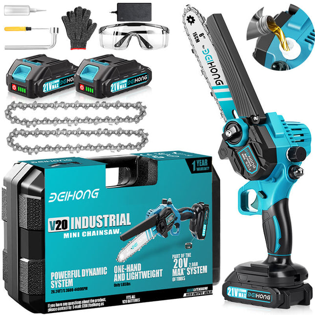 BEI & HONG 6-Inch Mini Chainsaw | Upgraded Chain Oil System with 775 High Torque Motor