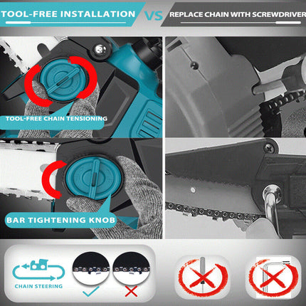 BEI & HONG Best Mini Chainsaw Cordless 6 Inch | Upgraded Chain Automatic Oil | 775 High Power Motor