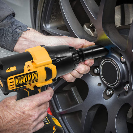 Alloyman Impact Wrench Cordless 2000 RPM 1/2 Inch with 4.0Ah lithium-ion battery and bright LED light