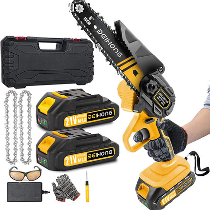 Bei & Hong Mini Chainsaw 6-Inch 21-Volt Lithium-Ion Electric Battery with Security Lock