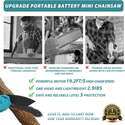 BEI & HONG Mini Chainsaw 6-Inch Saws with Security Lock