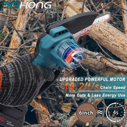 Bei & Hong Mini Chainsaw 6-Inch 21-Volt Lithium-Ion Electric Battery with Security Lock