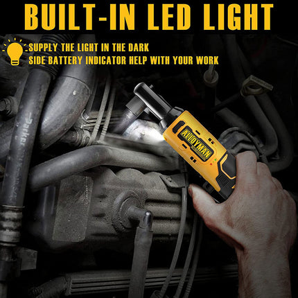 Alloyman 16.8V Extended Ratchet Wrench 400 RPM 3/8 Inch with 2-Pack 2.0Ah Li-Ion Batteries