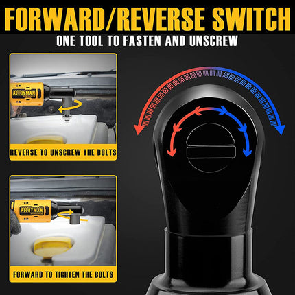 Alloyman 16.8V Extended Ratchet Wrench 400 RPM 3/8 Inch with 2-Pack 2.0Ah Li-Ion Batteries