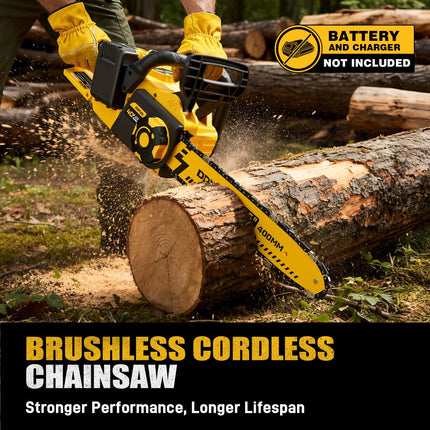 16-Inch Brushless Cordless Chainsaw, 40V (2 x 20V MAX) Battery Chain Saw Compatible with Dewalt Battery, Ideal for Wood/Tree Cutting, Pruning,(Tool Only)
