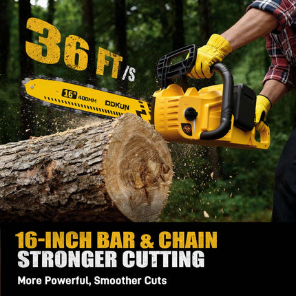 16-Inch Brushless Cordless Chainsaw, 40V (2 x 20V MAX) Battery Chain Saw Compatible with Dewalt Battery, Ideal for Wood/Tree Cutting, Pruning,(Tool Only)