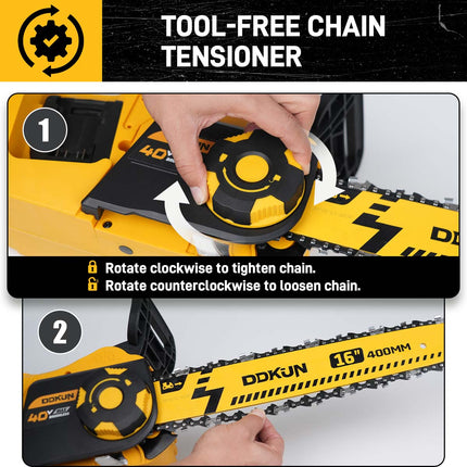16-Inch Brushless Cordless Chainsaw, 40V (2 x 20V MAX) Battery Chain Saw Compatible with Dewalt Battery, Ideal for Wood/Tree Cutting, Pruning,(Tool Only)