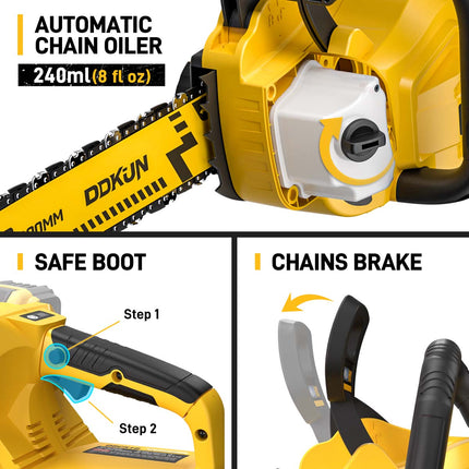 16-Inch Brushless Cordless Chainsaw, 40V (2 x 20V MAX) Battery Chain Saw Compatible with Dewalt Battery, Ideal for Wood/Tree Cutting, Pruning,(Tool Only)