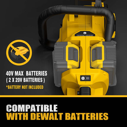 16-Inch Brushless Cordless Chainsaw, 40V (2 x 20V MAX) Battery Chain Saw Compatible with Dewalt Battery, Ideal for Wood/Tree Cutting, Pruning,(Tool Only)