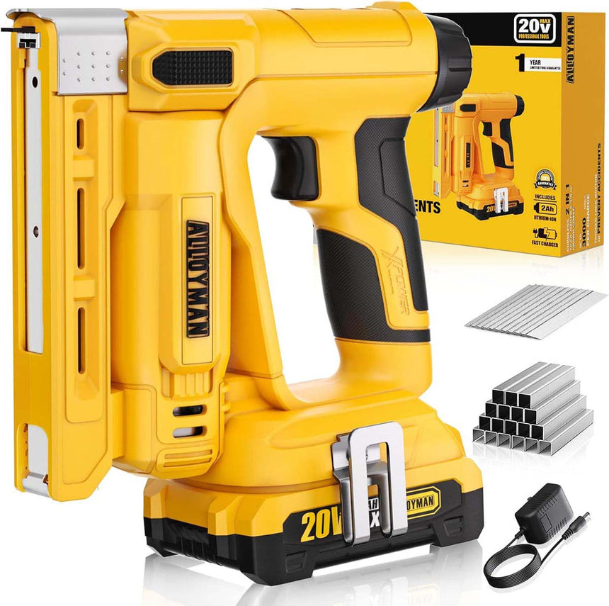Alloyman 3/8'', 18-Gauge 2-in-1 Cordless Brad Nailer & Stapler Kit