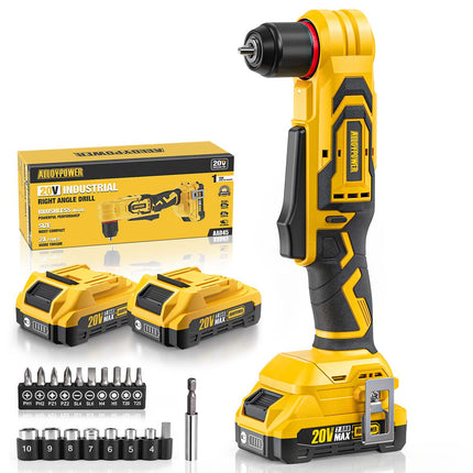 20V Brushless 3/8" Right Angle Drill Kit with 2×2.0Ah Batteries & Charger