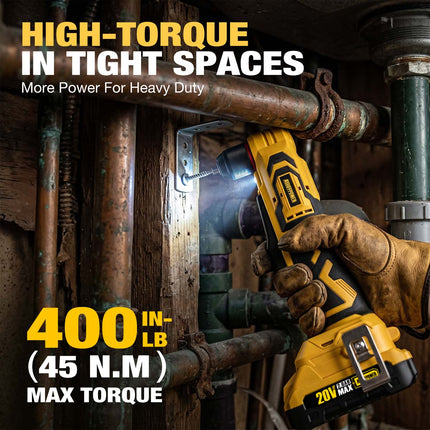 20V Brushless 3/8" Right Angle Drill Kit with 2×2.0Ah Batteries & Charger