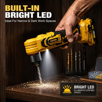 20V Brushless 3/8" Right Angle Drill Kit with 2×2.0Ah Batteries & Charger