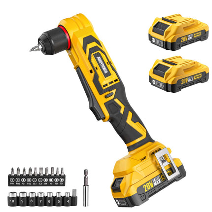 20V Brushless 3/8" Right Angle Drill Kit with 2×2.0Ah Batteries & Charger