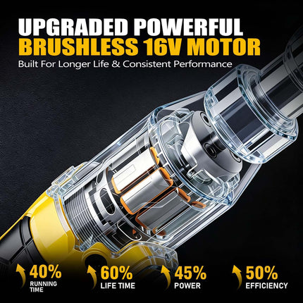 Alloypower 3/8" 16V Cordless Brushless Ratchet Wrench Set - 65FT-LBS(88N.m) Torque