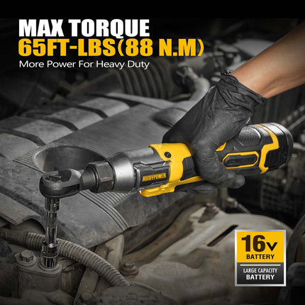 Alloypower 3/8" 16V Cordless Brushless Ratchet Wrench Set - 65FT-LBS(88N.m) Torque