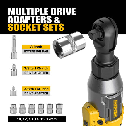 Alloypower 3/8" 16V Cordless Brushless Ratchet Wrench Set - 65FT-LBS(88N.m) Torque