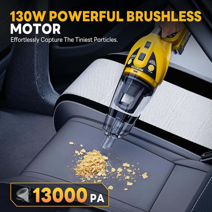 Alloyman Cordless Handheld Vacuum Cleaner with 20V Replaceable Battery,13000PA Powerful Suction Ideal for Cleaning Car/Home/Office/Pet Hair-Yellow and Black