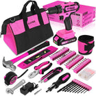 Alloyman 3/8 Inches Pink Drill Set for Women 135 Pcs Cordless Drill Tool Set with 1500Ah Battery and Charger