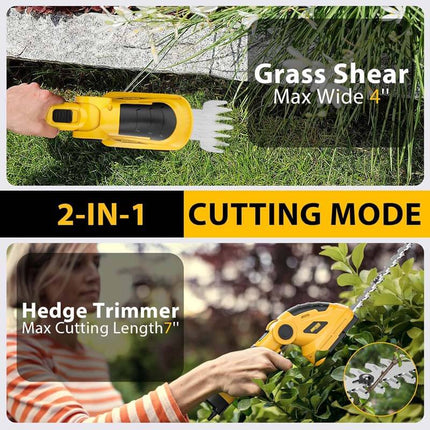 ALLOYMAN 8V Cordless Grass Shear & Shrubbery Trimmer 2-in-1 Mini Hedge Trimmer with 2.0Ah Battery & USB -C Port