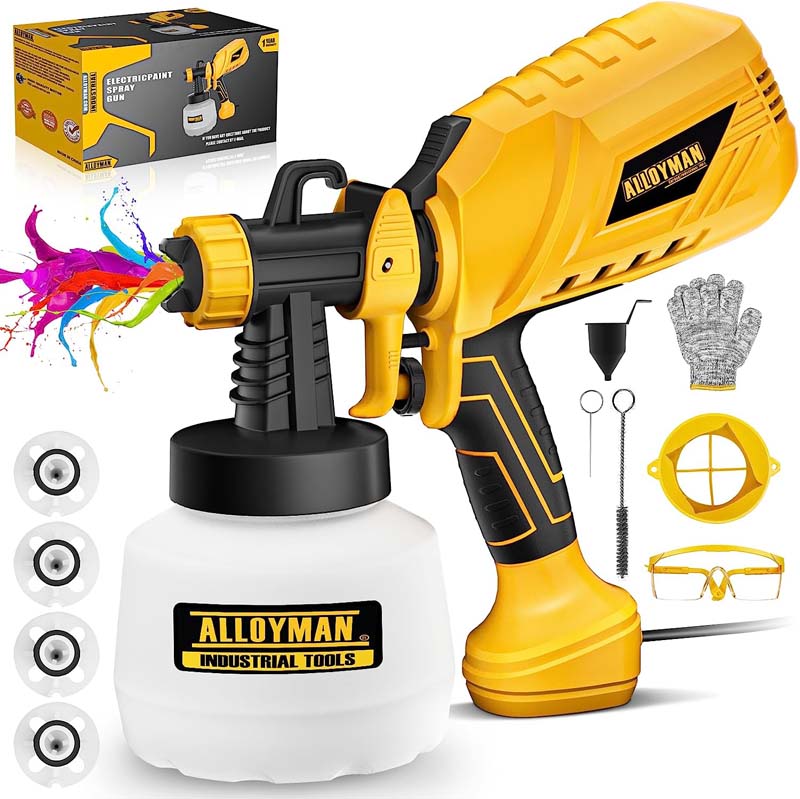 ALLOYMAN Paint Sprayer, 650W HVLP Electric Paint Sprayer, 4 Nozzles and 3  Patterns, with 1200ml Large Container Spray Gun, Easy to Clean, Paint  sprayers for Home Interior and Exterior - Coupon Codes
