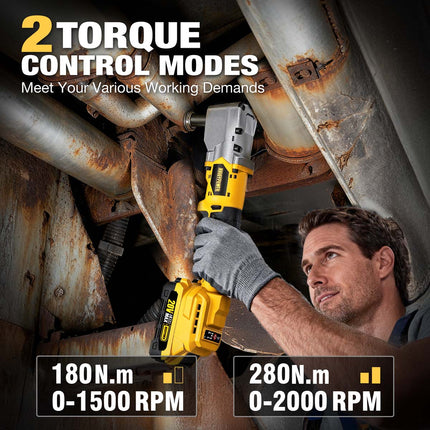 ALLOYMAN 20V Brushless Right Angle Wrench - 280N.M High Torque with 2×2.0Ah Batteries