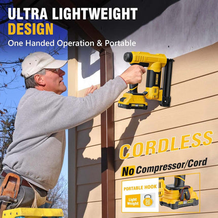 18 Gauge Nail Gun Battery Powered, 2 in 1 Cordless Brad Nailer/Electric Stapler with 2.0Ah Battery and Charger,1000pcs Nails and 1000pcs Staples Included