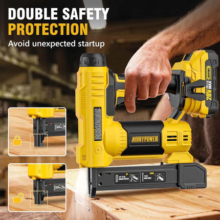 18 Gauge Nail Gun Battery Powered, 2 in 1 Cordless Brad Nailer/Electric Stapler with 2.0Ah Battery and Charger,1000pcs Nails and 1000pcs Staples Included