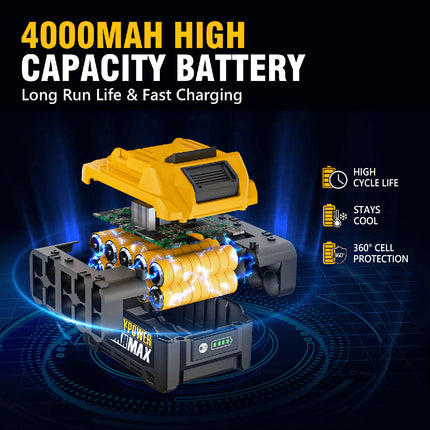 ALLOYPOWER Cordless Brushless Impact Wrench, 1475 ft-lbs (2000N.m), 1/2 High Torque power impact gun, 3-Mode Speed, 4000mAh Battery, 3 Sockets