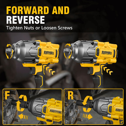 ALLOYPOWER Cordless Brushless Impact Wrench, 1475 ft-lbs (2000N.m), 1/2 High Torque power impact gun, 3-Mode Speed, 4000mAh Battery, 3 Sockets