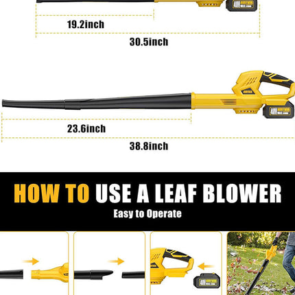 Alloyman 40V Max Cordless Leaf Blower 350CFM150MPH Electric Leaf Blowers, with 2 Packs Batteries & Fast Charger