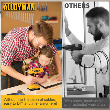 Alloyman Cordless Glue Gun, 20V Fast Preheating Anti-drip Glue Gun,  Automatic-Power-Off Glue Gun for DIY Arts & Craft