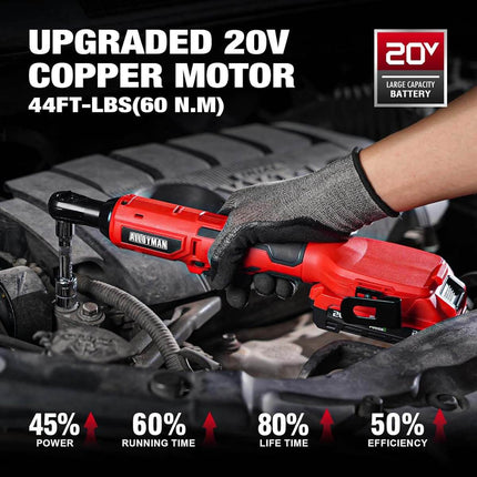 Alloyman 20v 3/8'' Cordless Ratchet Wrench 44 ft-lbs (60 Nm) and 1/2'' Brushless Impact Wrench 516 ft-lbs(700 Nm) Combo Set
