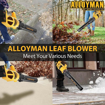 Alloyman 40V Cordless Leaf Blower with Upgraded Version Dual Battery 500CFM with 2 Packs 2.0Ah Batteries & 2.5A Charge