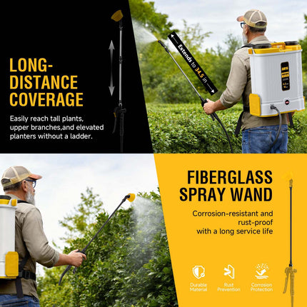 Alloyman Battery Powered Backpack Sprayer 4.2Gallon, 45-90PSI Adjustable Pressure