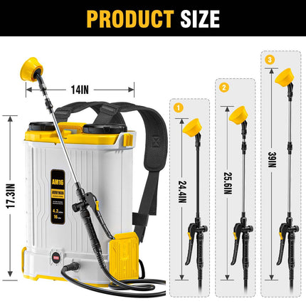 Alloyman Battery Powered Backpack Sprayer 4.2Gallon, 45-90PSI Adjustable Pressure